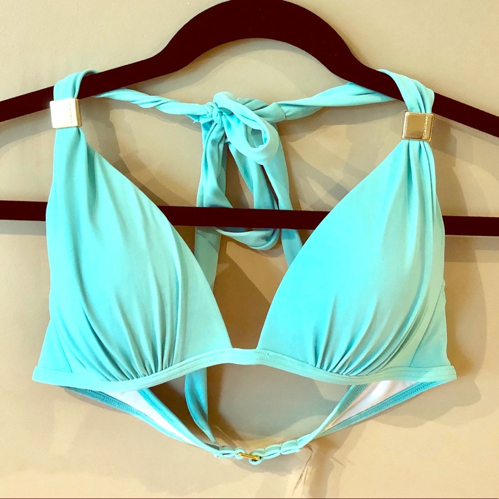 Victoria’s Secret blue halter bikini top. Size S